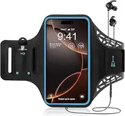T Tersely Sports Armband for iPhone 16 Pro/Max 15 14 13 12 11, Gym Running Fitness Workout/Exercise Key/Card Holder Arm Band Case for Samsung S24 Ultra/Plus/S23 S22 Google Pixel Phone(Black)