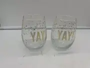 Celebrate It 16oz Yay! Stemless Wine Glass Set of 2 CC01B23025