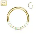Piercing Ear Ring Yellow Gold 14 Gold Septum Daith Opaline