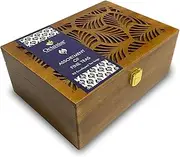 Octavius Assorted Tea | 6 Assorted Black & Green Teas | 90 Teabags | Wooden Tea Sampler Pack | Leafcut Design | Tea Gift Set | Pack of 1