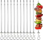 [Lebikol] 12 Pack Kebab Skewers BBQ Barbecue Skewers Reusable Metal Stainless Steel Grilling Sticks 13.7 Inch Heavy Duty Large Wide with Slider Ideal for Shish Kabob Chicken Shrimp and Vegetables