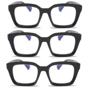 Blue Light Blocking Reading Glasses for Women 1.5 Men Oversized 3 Pack Black