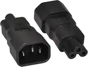 IEC 320 Adapter 3 Poles Socket C14 to Cloverleaf Plug Micky C5 Straight Extension Power Adapter