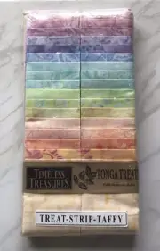 Timeless Treasures Tonga Treats (40) 2 1/2” Fabric Strips Pastel Batiks, Sealed