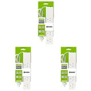 3PK Moki 4 Socket Electrical Powerboard Home/Office Multi Plug Power Strip White