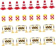 Toyvian 24 Pcs Mini Traffic Sign Roadblock Barricades for Interactive Learning and Play Safe Material for Teaching Traffic Safety