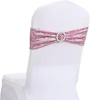 Chair Bands,Chair Sashes,Elastic Chair Bands Ties with Buckle Slider Chair Covers Slipcovers for Christmas Wedding Party Banquet Hotel Event Decorations,Red,50Pcs (Color : Wit, Siz (Color : Roze,
