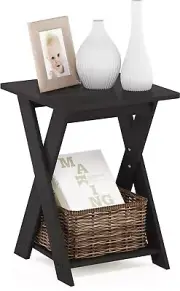 Furinno 16050 Espresso Modern Simplistic Criss-Crossed End Table