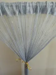 Set of 2 Fringe String Curtains Grey with Sequins New FREE SHIPPING