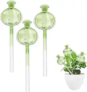Plant Watering Globes 3-Pack, Green Glass Cactus Self Watering Globe, Glass Waterer for Potted Plants, Automatic Mini Irrigation System, Gardening Tool for Indoor and Outdoor Plant Waterer Accessories