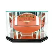 Real Glass Octagon Football Display Case | UV Protected | Real Glass Protection