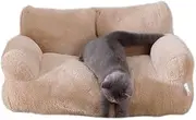 Self-Warming Cat Bed - Orthopedic Crystal Fleece Pet Sofa with Anti-Scratch & Anti-Static Tech,Non-Slip Base,Machine Washable - Winter Safe Semi-Enclosed Design (Multi-Color) (Coffee,M)