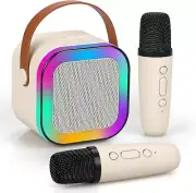 New Portable Karaoke Machine with 2 Wireless Microphone, Mini Bluetooth Speaker