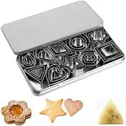 Fabselection Cookie Cutter Shape Set,Mini Sandwich Cutter,Geometric Shapes Metal Scone Cutter with Iron Box,Polymer Clay Cutters for DIY Biscuit Pastry Fondant Sandwich Cake Decorating (30Pcs)