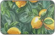 Yellow Lemon Green Leaves Summer Cool mats Self Cooling cat Blankets for Indoor Cats for Canine Outdoor Cats Waterproof cama Fria para perro M