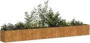 Stylish Rusty Planter Box 360x40x40 cm Weathering Steel Open Bottom Durable