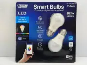 FEIT Electric Smart Wi-Fi LED Color Changing Dimmable 60W Light Bulbs 2-pk White