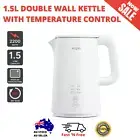 Kogan 1.5L Double Wall Kettle with Temperature Control Electric Stainless Steel