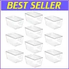 10 Pack Stackable Clear Plastic Storage Bins with Lids for Seamless Organization