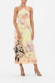 LONG JERSEY HALTER DRESS COSMIC TUSCAN