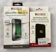 Zagg Invisible Shield Glass Elite iphone 11/ Xr Screen protector + wipes NEW