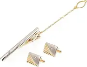 [AKOOSY] Elegant Crystal Cufflinks Set Men's Tie Clip Cufflink for Business Casual Wear