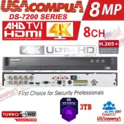 HIKVISION 8 CHANNEL XVR DS-7208HUHI-K1 3TB HARD DISK 4K-UHD H.265 AHD/TVI 5MP
