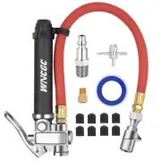 10-120 PSI Tire Inflator Gauge with Lock on Air Chuck and 12" Air Hose Tire A...