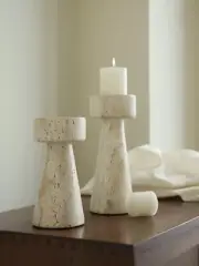 Minimalist Marble Candle Holder Vintage Travertine Stone Candlestick Home Decor