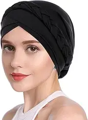 [KBQLXPKJW] Women Turban Head Wrap Muslim Hijab Braid Cancer Chemo Beanie Cap Pre-Tied Headscarf Sleep Cap for Hair Loss/1208