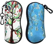 [tunghey] 2Pack Sunglasses Case Ultra Light Neoprene Zipper Eyeglass Soft Case with Belt Clip