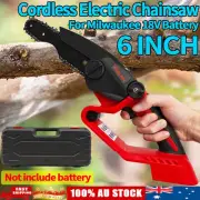 6'' Cordless Electric Wood Cutting Handheld Chainsaw For Milwaukee 18V Battery