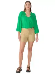 Sanctuary Women's True Khaki Flat Front Pockets Switchback Cuffed Shorts Size 24