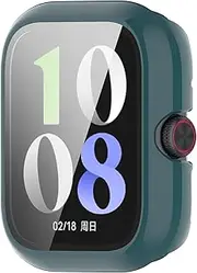 Case Intended for IQOO Watch GT, Full Wrap Hard PC Screen Protector Cover Cases, HD Tempered Film Tempered Glass for Watch GT Smart Watch Accessories (Ink Green)