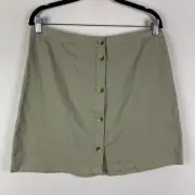 Abercrombie & Fitch A-Line Mini Skirt Size Large Linen Blend Green Button Front