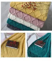 127*210cm Cozy Decorative Knit Woven Throw Blanket Sofa Throw Bed Throw Bed Blanket