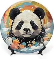 LPSADGF - Rainbow Cartoon Panda Ceramic Decorative Plates, Decorative Ceramic Plates for Boho Style Display, Porcelain Plates for Decoration