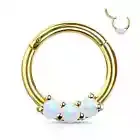 Piercing Ring Daith Septum Golden 3 Opals