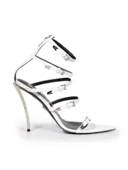 White Leather Ankle Strap Sandals