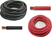 WNI 2/0 Gauge 5 Feet Black 5 Feet Red 2/0 AWG Ultra Flexible Welding Battery Copper Cable Wire - Made in The USA - Car, Inverter, RV, Solar