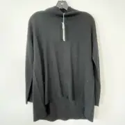 Eileen Fisher Pullover Sweater Womens 2XS Black Merino Wool Mock Neck Knit NEW