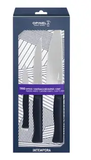 Opinel 002224 - Stainless Steel Intempora 3-Piece Set (Black Fibreglass Polyoxymethylene Handle)