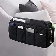 2 in 1 Waterproof Armrest Covers Sofa Arm Organizer with 14 Pockets for Tablet Magazines TV Remote Holder, Anti-Slip Recliner Couch Armchair Slipcover Furniture Sofa Arm Protector Storage Caddy Pouch