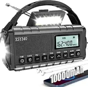 2024 Upgrade Emergency Weather Radio Solar Hand Crank AM/FM/National Oceanic and Atmospheric Administration Weather Alert Portable Radio, Headphone Jack, Flashlight, Reading Light and SOS Siren