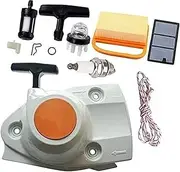 KIXURO Starter Assembly with Air Filter Tune Up Kit, for TS410 TS420 TS480i TS500i Concrete Cut-Off Saws Replace OEM 4238 190 0300, 4238 140 4401 Generator Pull Starter Garden Machinery Air Filter Kit