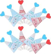 HEALSOPTHY 45pcs Birthday Cupcake Toppers: Striped Happy Birthday Hats Cake Picks Toppers Decorations for Baby Shower Celebration Party Accessories