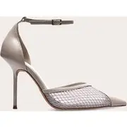 Mushroom PU Mesh Upper Point Toe High Stiletto Court Heels, Mushroom