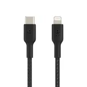 Belkin BOOST?CHARGE Braided USB-C to Lightning Cable (1m / 3.3ft) - Black (CAA004bt1MBK) - fast charging - Tested to withstand 10 - 000+ bends