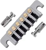 LP Electric Guitar Tune O Matic Bridge Pull Plate Tail Piece Reversible String Code Guitar Roller Saddle Bridge TP-6 Bridge Stop Rod Compatible with Les Paul/SG/ES/EPI Gear Replacement Part Silver