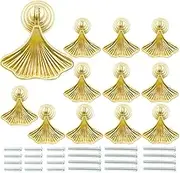 Drawer Pulls, Ginkgo Leaf Drawer Rings,12Pcs Kitchen Cabinet Door Pull Handles, Brass Furniture Drawer Pulls Hardware Cabinet Ring Kitchen Drawer Handles Rings